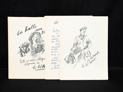 null Charles GIR "La Halle aux vins" 1939. In-4. Drawing and text of CH. GIR on the...