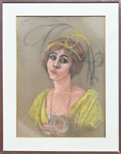 null Charles Félix GIR (1883-1941) "Jeanne Fusier" Pastel et fusain sur papier signé...