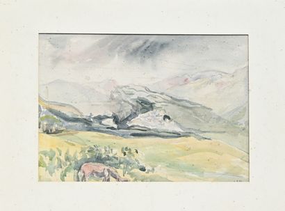 null Charles Félix GIR (1883-1941) Three watercolors.

"Landscape of the plain" Watercolor...