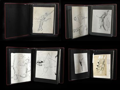 null Charles Félix GIR (1883-1941) Set of 18 drawings, preparatory sketches and study...