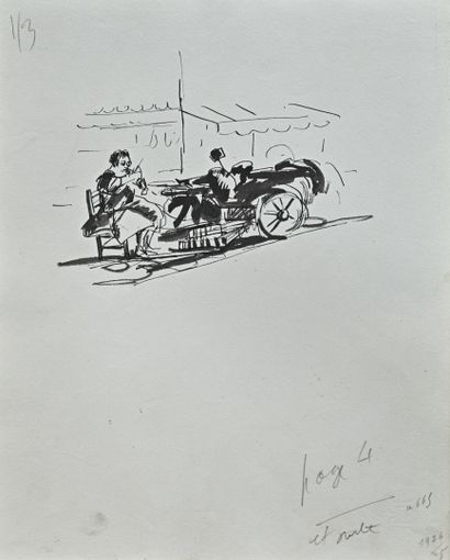 null Charles Félix GIR (1883-1941) Trois dessins à l'encre sur papier illustrant...