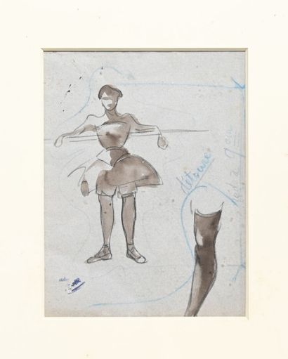 null Charles Félix GIR (1883-1941) "Étude de danseuse" Fusain, encre et crayon sur...