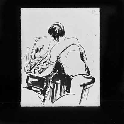 null Charles Félix GIR (1883-1941) Quatre dessins à l'encre sur papier dont trois...