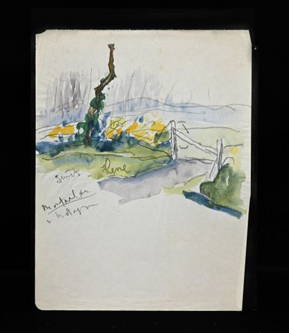 null Charles Félix GIR (1883-1941) Réunion de cinq dessins et esquisses : Paysage,...