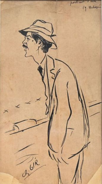 null Charles Félix GIR (1883-1941) "Caricature de Jacques Richepin" Encre sur papier...