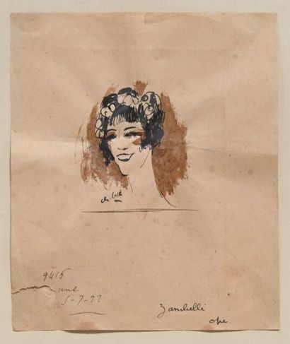 null Charles Félix GIR (1883-1941) "Portrait de Mademoiselle Zanbelli" Fusain sur...