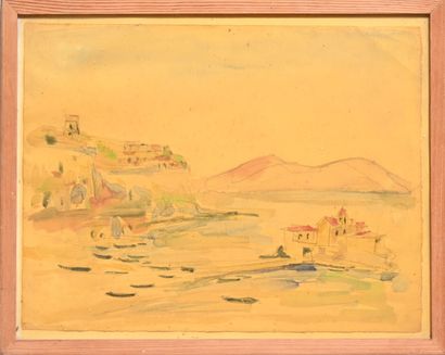 null SCHOOL of the XXth century. Four works

"Landscape with a bell tower" Watercolor...