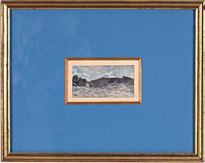 HARPIGNIES Henri Joseph (1819-1916) "Torrent en montagne" Aquarelle sur carte, signée...