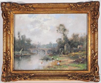 LEVIS Maurice (1860-1940) "La Seine à Sartrouville" Huile sur toile, signée en bas...
