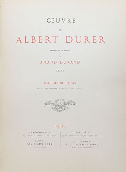 null [DURER]
OEuvre de Albert Durer. Reproduit et publié par Amand-Durand. Texte...