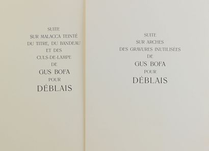 null [BOFA] Gus BOFA.
Déblais.
Paris, Textes Prétextes, 1951, in-4 en feuilles, couverture...