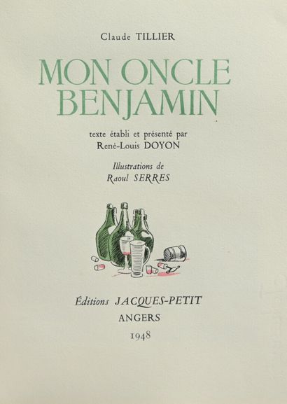 null [SERRES] Lot of 2 volumes:
- Claude TILLIER. Mon Oncle Benjamin.
Angers, 1948,...
