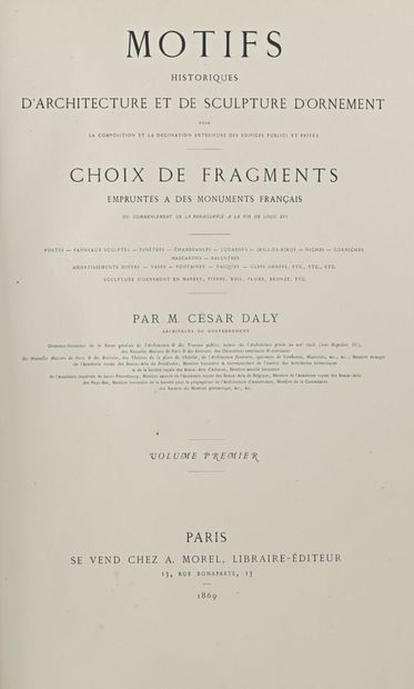 null César DALY.
Motifs historiques d'Architecture et de Sculpture d'ornement pour...