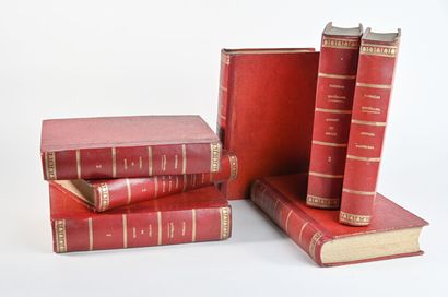 null Panthéon Littéraire. 
Lot de 18 volumes, édités à Paris, 1836-1837, in-4 reliés...