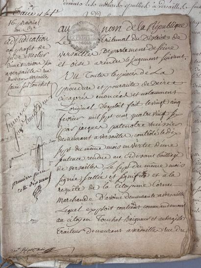 null [VERSAILLES - MANUSCRIPTS] 
Set of manuscript documents on the ownership of...