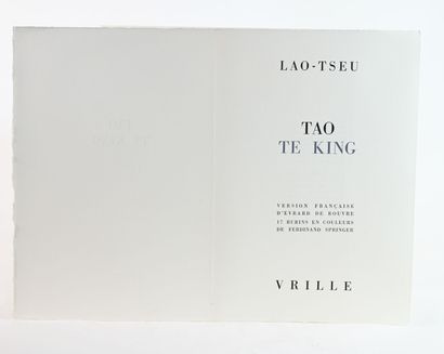null [SPRINGER] LAO-TSEU.
Tao Te King. Version française d'Evrard de Rouvre.
Paris,...
