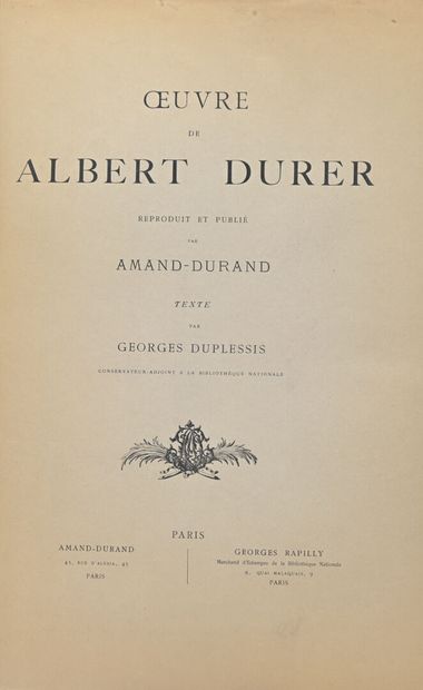 null [DURER]
OEuvre de Albert Durer. Reproduit et publié par Amand-Durand. Texte...