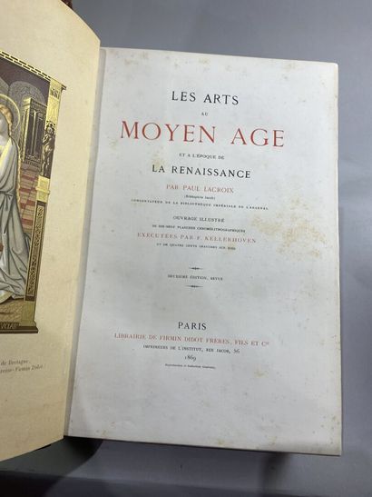 null Paul LACROIX. Lot de 3 volumes in-4 reliés demi-chagrin :
- Les Arts au Moyen...
