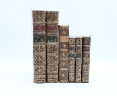 null [Grammaire] Lot de 6 volumes reliés pleine basane :
Rhétorique françoise. 1776,...