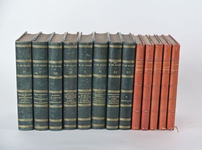 null [Littérature] Lot de 13 volumes reliés :
-BALZAC.Oeuvres. Paris, Rouff, 8 volumes...