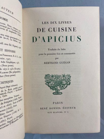 null [GASTRONOMIE] Ensemble de 3 volumes 
 APICIUS. Les dix livres de cuisine d'Apicius....