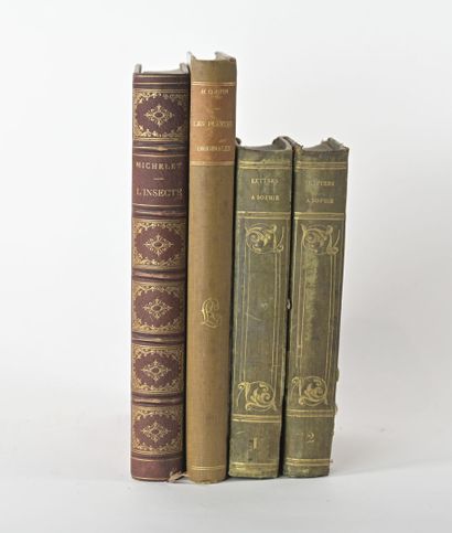 null [Sciences] Lot de 4 volumes reliés : 
- Michelet. L'Insecte. 1876. Illustré...