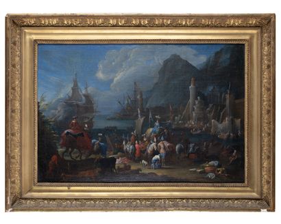null Mathys SCHOEVAERDTS 
(Antwerp around 1663-1703)
The Embarkation of the Caravan
Canvas
33.5...