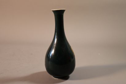 null CHINE, XVIIIe siècle	
Vase de forme bouteille en porcelaine émaillée verte
H.19,7...