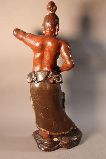 null JAPAN, EDO period (1603 - 1868)
Statuette of Nio
standing in brown lacquered...