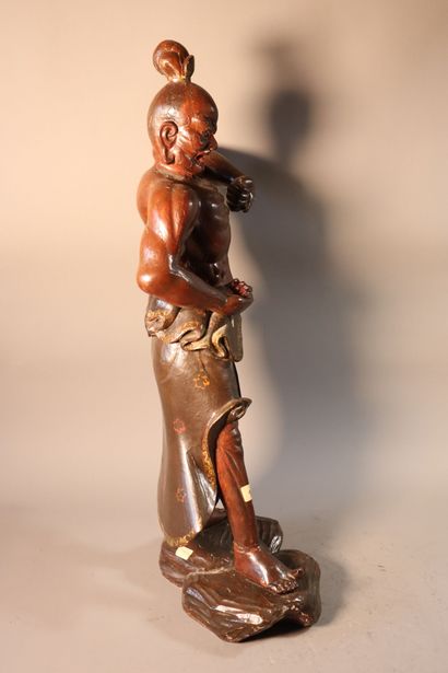 null JAPAN, EDO period (1603 - 1868)
Statuette of Nio
standing in brown lacquered...