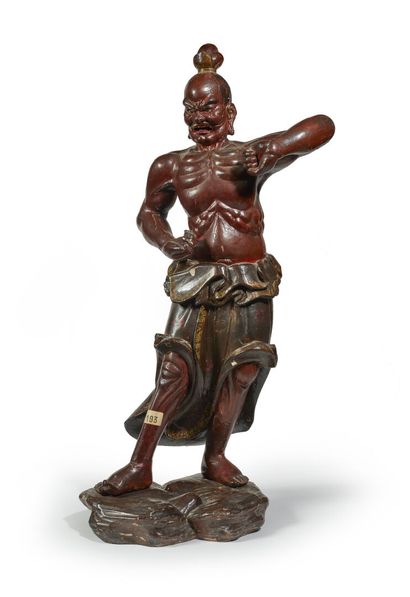 null JAPON, Epoque EDO (1603 - 1868)	
Statuette de Nio
debout en bois laqué brun,...