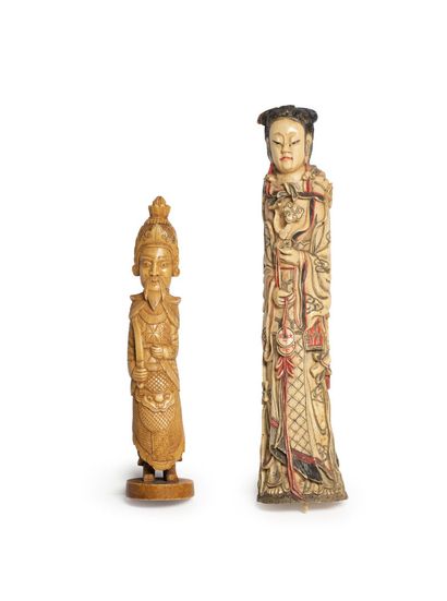 VIETNAM, About 1900
Two statuettes in carved...