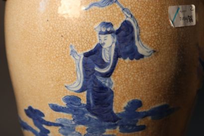 null CHINE, Nankin, XIXe siècle	
Paire de vases en porcelaine décorée en bleu sous...
