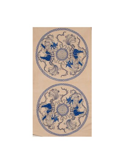 null CHINE, XXe siècle

Ensemble de textiles comprenant : 
- des médaillons de broderies...