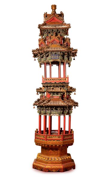 null CHINE - Epoque TONGZHI (1862 - 1874)
Autel "Fu Xing Ge" (pavillon de l'étoile...
