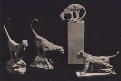 null PANTHERE JOUANT Le modèle, esquisse, date de 1927 Edité par Pompon en plâtre,...