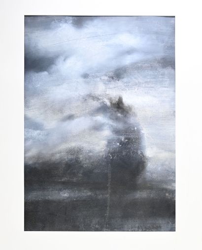 null Olivier MATTEI 
Paysage noir, nuages blancs, 2015
Technique mixte sur papier
Signé...