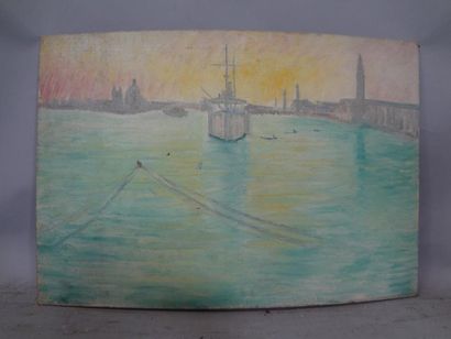 Georges CAPRON "Venise: vue du grand canal" Huile sur toile marrouflée sur carton....