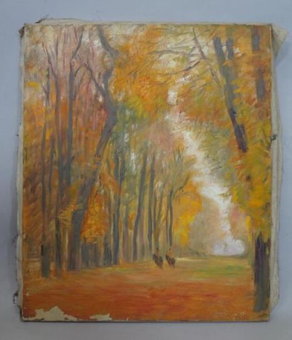 Georges CAPRON "L'Allée cavalière en automne" Huile sur toile. 54,5 x 45,5 cm. Vendu...