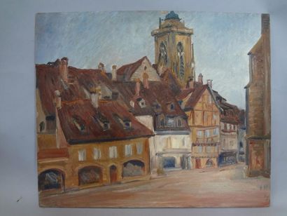 Georges CAPRON "Paysage d'Alsace: La Place" Huile sur panneau. 54 x 65 cm. Vendu...