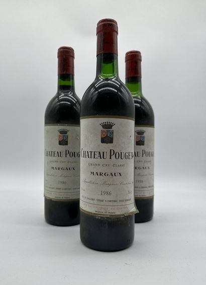 3 bouteilles CH. POUGET, Margaux 1986 (es,...
