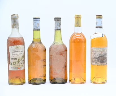 null 5 bottles SAUTERNES (1 La Tour Blanche1957 B, 1 Lafaurie-Peyraguey 1984 TLB,...