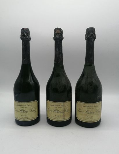 null 3 bouteilles CHAMPAGNE "William Deutz", Deutz 1985 (ets, ela, niveau à la c...