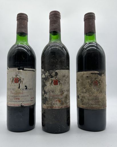 null 3 bouteilles CH. MOULINET, Pomerol 1978 (eta, 1 TLB, 1 LB, 1 LB/MB)