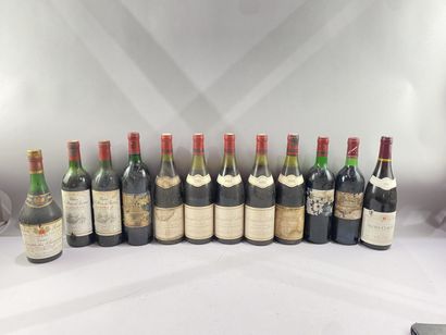 null 12 bouteilles de vins dont Bordeaux, Beaujolais Village, Aloxe Corton et di...