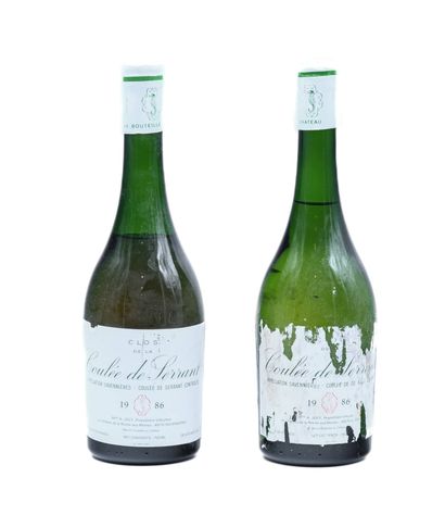 null 2 bouteilles SAVENNIÈRES "Clos de la Coulée de Serrant", N. Joly 1986 (1 eta...