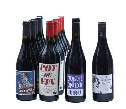 null 12 bouteilles VINS ROUGES DIVERS, (5 "Pot de Vin" Gulhem, 5 Rock M'Roll 2019,...
