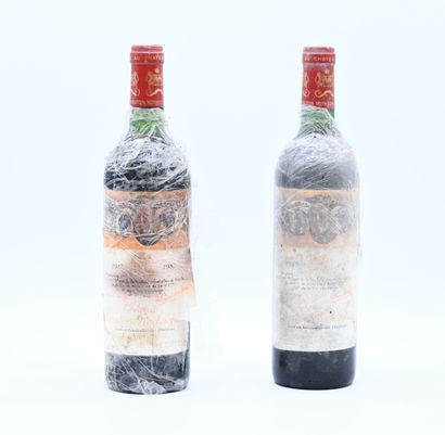 null 2 bouteilles CH. MOUTON-ROTHSCHILD, 1° cru Pauillac 1987 (ela, film protecteur...