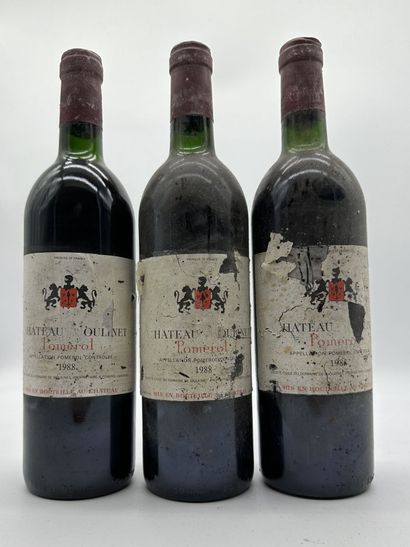 3 bouteilles CH. MOULINET, Pomerol 1988 (ea,...