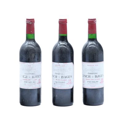 null 3 bouteilles CH. LYNCH-BAGES, 5° cru Pauillac 1989 (ea, tachées)